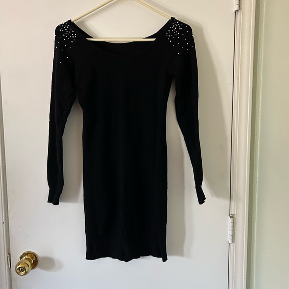 Bebe Logo Black Sweater Dress - Picture 3 of 3